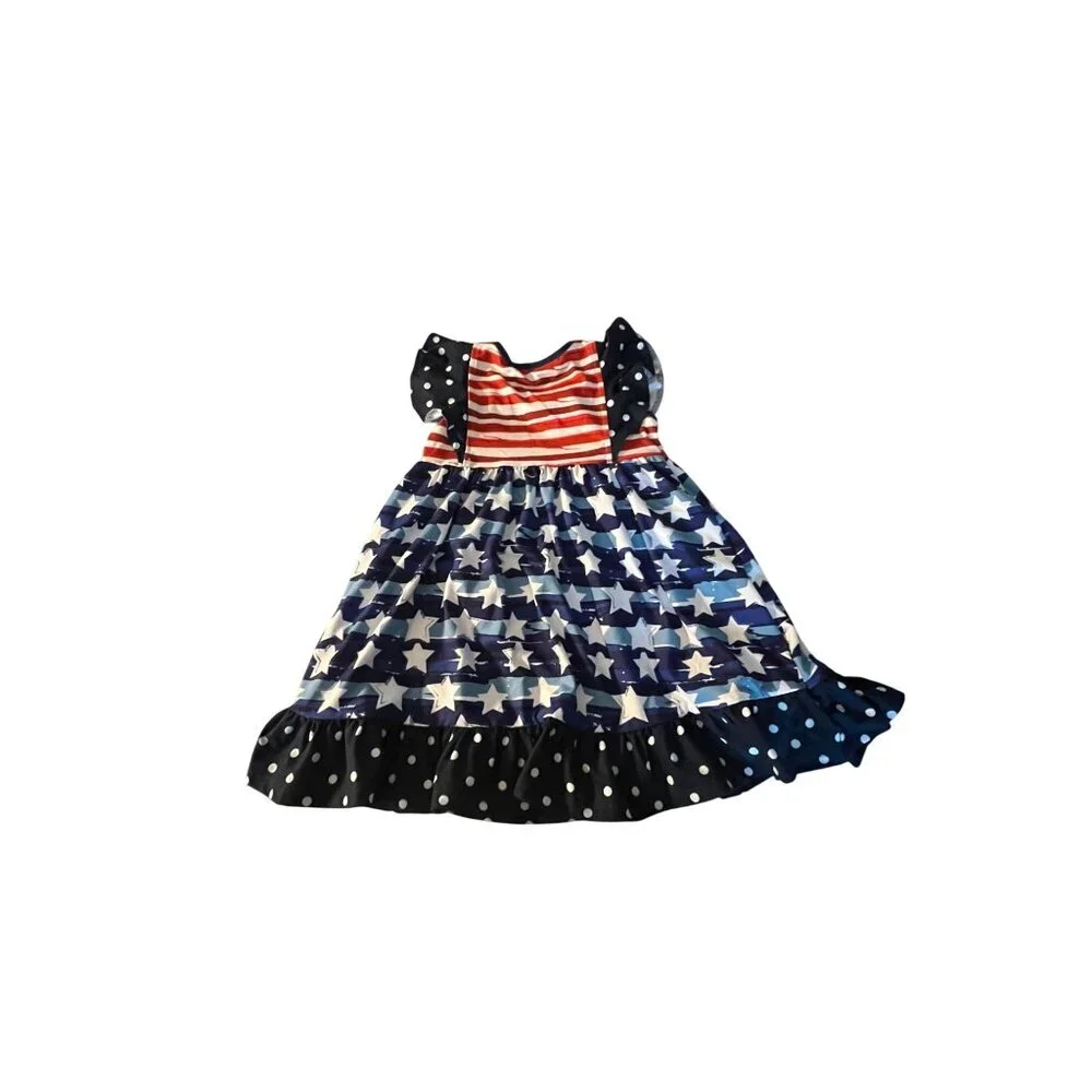 Millie Loves Lily Angel Wing Dress Size 3T Stars & Stripes Red White & Blue Soft